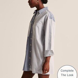 Abercrombie Striped Asymmetrical Poplin Shirt Dress